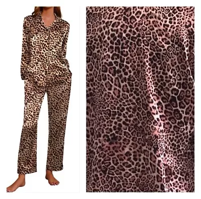 Marilyn Monroe Size Small Button Front Leopard Skin Satin Pajamas NWOT • $12.95