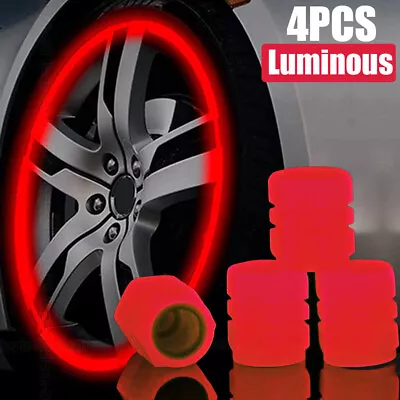 4x Fluorescent Valve Cap For Car Vehicle Wheel Tyre Hub Cap Luminous Accessories • $3.14