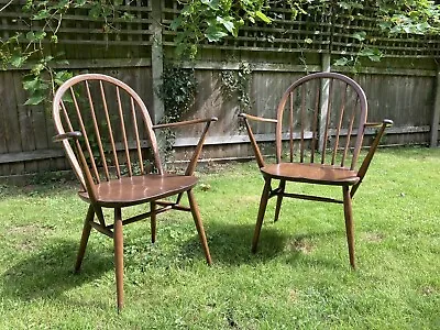 £250 • Buy Pair Of Ercol Windsor Carver / Armchairs  Dining Chairs In Golden Dawn