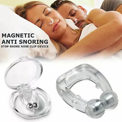 Magnetic Anti Snoring Device Nasal Dilator Stop Snore Nose Clip W/ Hygiene Case • £2.99