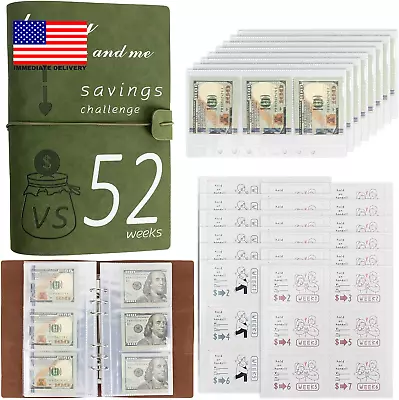 Leather 52 Week Money Saving Challenge Binder Money Saving Challenge Book With  • $8.58