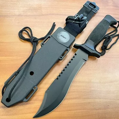 12  Black Military Army Survival Hunting Camping Fixed Blade Bowie Outdoor Knife • $18