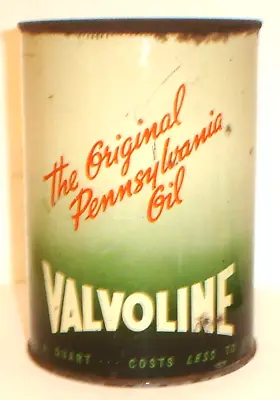 Vintage Valvoline 1 Quart Tin Metal Motor Oil Can The Original Pennsylvania Oil • $35