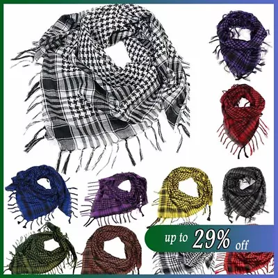 Unisex Arab Head Scarf Wrap Arafat Shemagh Keffiyeh Checkered Neck Shawl Hijab • £3.96