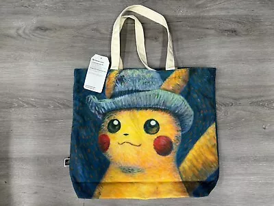 Pokemon Van Gogh Museum Pikachu Grey Felt Hat Canvas Tote Bag In Hand • $49.97