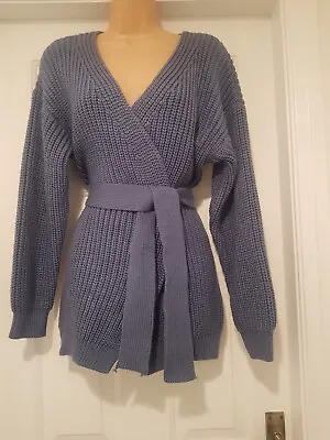 £9.99 • Buy In The Style Blue Knitted  Wrap Over Cardigan/ Jacket - Size 10-12 - Bnwt