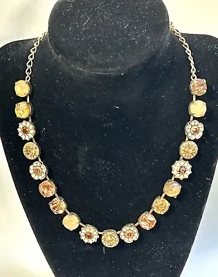 Signed Mariana Multicolored Pink Gold Floral Swarovski Crystals Necklace • $165