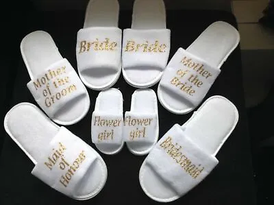 £4.99 • Buy Bride Spa Slippers Wedding Bridesmaid Personalised Gifts In Golden Glitter