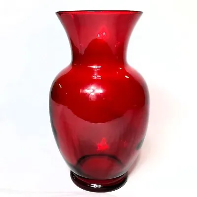 Ruby Red Glass Vase Large 11  Flowers Centerpiece • $10