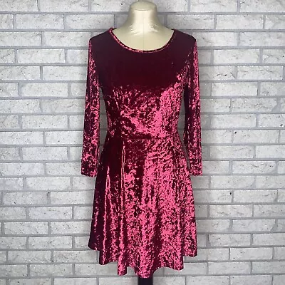 DGMYG Red Stretch Velvet Woman’s Opaque Skater Fit & Flare Dress Size Small Goth • $28