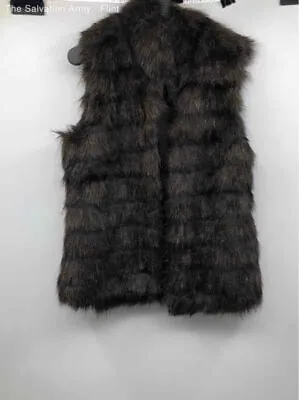 Michael Kors Womens Brown Sleeveless Faux Raccoon Fur Open Front Vest Size Large • $5.99