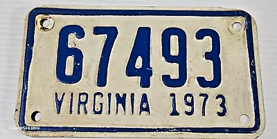 1973 Virginia Motorcycle License Plate 50325 Blue On White 4 X7  • $7