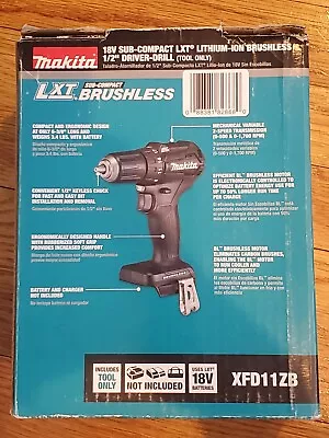 NEW XFD11ZB 18V MAKITA Sub-Compact LXT Lithium-Ion Brushless 1/2  Driver-Drill • $79.99