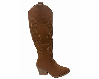 Women's Cowboy Embroidered Knee High Boots • £27.95
