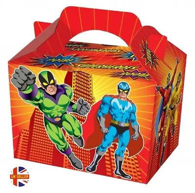Superhero Party Food Boxes Childrens Picnic Carry Meal Gift Box Birthday Plate • £1.99