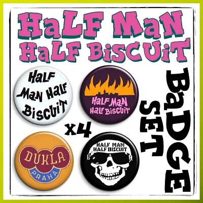 HALF MAN HALF BISCUIT - Nigel Blackwell Trumpton Riots John Peel Badge Set X4 • £3.50