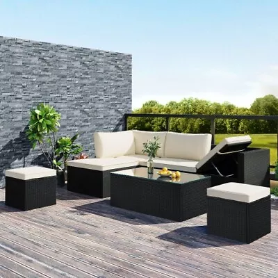 5PCS Outdoor Wicker Sofa Set Sectional Lounger Sofa For Backyard Porch Pool • $1121.99