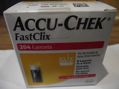 NEW  2 X Boxes  Accu - Chek Fastclix Lancets [204 Tests ]  BUY ONE GET ONE FREE • £8.45