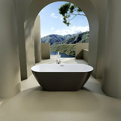 59  Freestanding Acrylic Bathtub Stand Alone Deep Soaking Tub W/Chrome Overflow • $885
