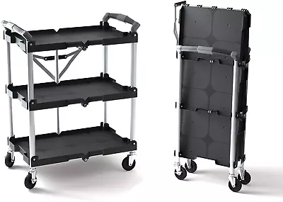 Olympia Tools 85-188 Pack-N-Roll Folding Collapsible Service Cart Black 50 Lb. • $104.99