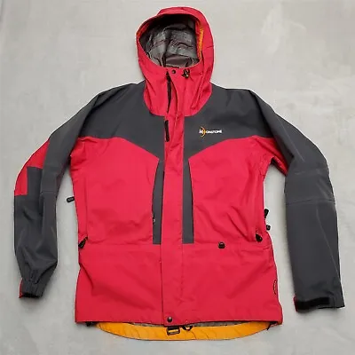 Vintage Moonstone Waterproof Jacket Mens Medium Red Hooded Ski Parka Shell USA • $54.99