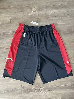 NIKE NBA MIAMI HEAT TEAM ISSUED DRI-FIT PRACTICE SHORTS Sz Large Tall AJ5082-010 • $39.99