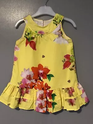 £8.99 • Buy Ted Baker Baby Girls Yellow Floral Summer Dress Age 12-18 Months