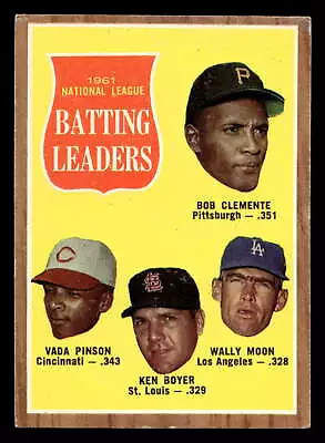 1962 Topps #52 Clemente/Pinson/Boyer/Moon N.L. Batting Leaders Excellent+ N.L. B • $15