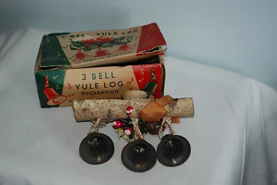 Vintage 3 Bell Yule Log Christmas Decoration In Original Box USA • $12