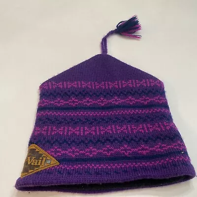 Vintage Vail HATS Colorado Purple 100% Wool SKI CAP Beanie Canada Vintage • $13.99