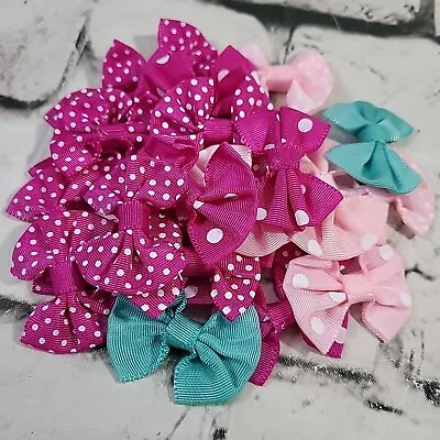 Lot Of Mini Handmade Bows Assorted Pink Blue  • $12.80