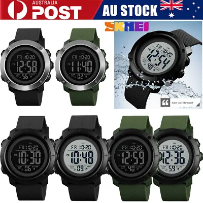 SKMEI Digital Sports Watch Mens Waterproof Resistant Casual Military Countdown • $22.98