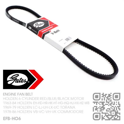 Gates V-belt Fan Belt Ho6 161-173-186-202 Motor [holden Hk-ht-hg-hq-hj-hx-hz-wb] • $24