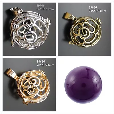 Silver Gold Bronze Rose Hollow Hamony Ball Bells Mexican Bola Bell Necklace • $1.32