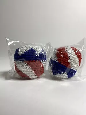 Lot Of 2 Red White Blue Hacky Sack Patriotic America Freedom Toy Cloth Ball Kick • $5.99