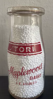 Vintage Pyro Milk Bottle J.E. Hubley MAPLEWOOD Dairy  Mass. Half Pint • $9.99