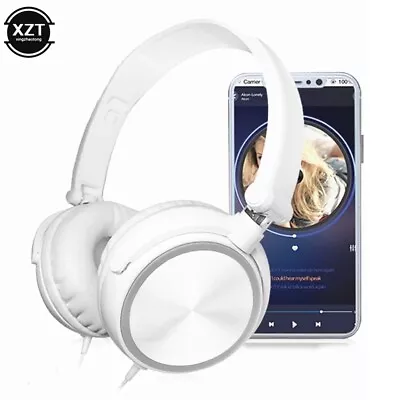 Wired Headphones 3 5mm Bass Stereo Foldable With Microphone Adjustable Headphone • $16.19