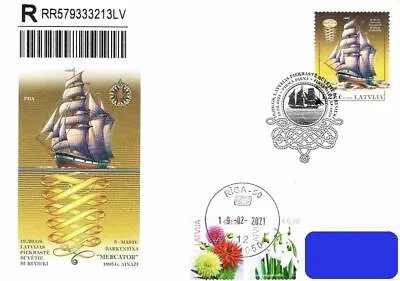 Latvia 2021 (03) Historical Latvian Ships - Barkentine Mercator 1895 (a. Fdc) • £3.89