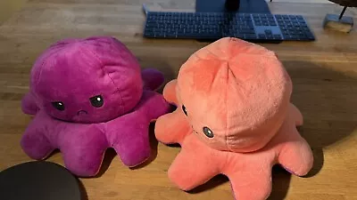 Reversible Octopus Plush Large Happy & Sad Moody Stuffed Toy (Green - Pink) 28cm • £0.99