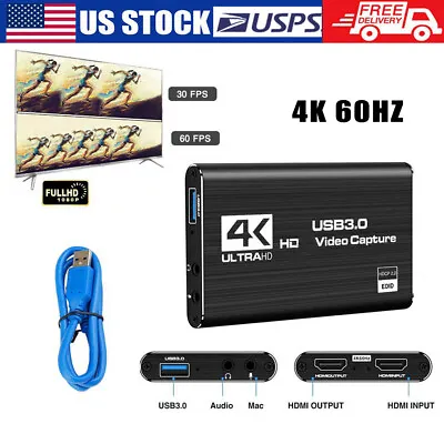 $25.17 • Buy 4K Audio Video Capture Card USB 3.0 HDMI-compatible Capture Device Recorder