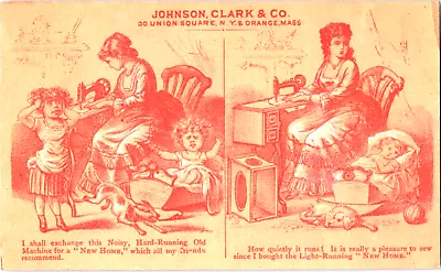 Johnson Clark & Co Sewing Machines S S THOMSON Jericho VT Victorian Trade Card • $17.20