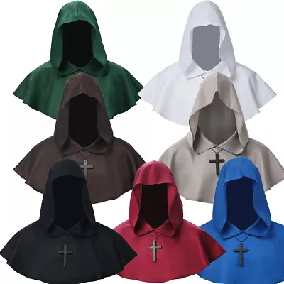 Medieval Cowl Hat Hooded Mantle Halloween Wicca Pagan Cosplay Accessory Vintage • $11.99