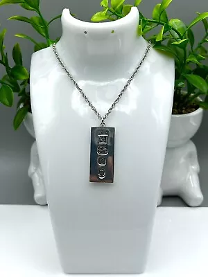 Heavy Vintage Birmingham 1977 Solid Sterling Silver Ingot & 22” Chain 37.3G WLF • $202.06