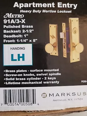 Marks 91A/3-X Heavy Duty Left Hand Polished Brass  Mortise Lockset  • $99