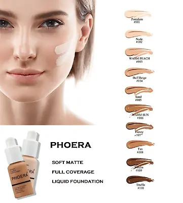 £5.99 • Buy PHOERA® Foundation Concealer Full Coverage Makeup Matte Brighten Long Lasting UK