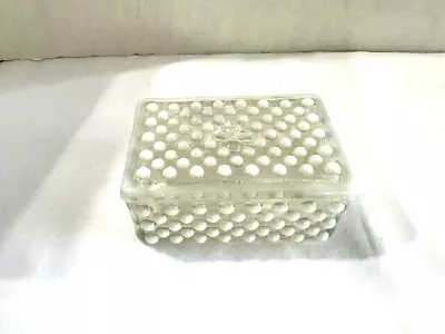 Vintage Opalescent Hobnail Glass Trinket Box With Lid 5 X3.5  • $3