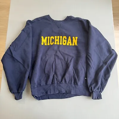 Vintage MICHIGAN WOLVERINES Sweater Adult 2XL Russell High Cotton Made In USA • $27.49