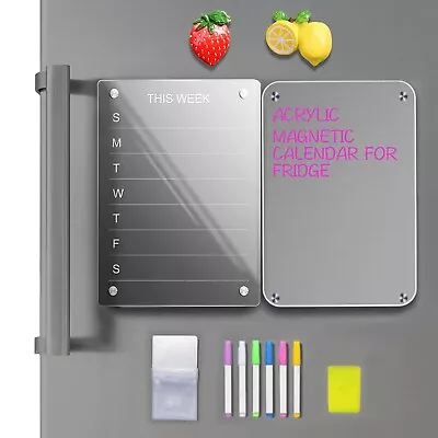 Magnetic Calendar For Fridge Set (2 Boards) Acrylic Magnetic Weekly Meal Planner • £16.99