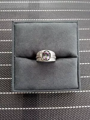 Natural Mystic Topaz  Gemstone With 925 Sterling Silver Ring Size 10.5 Mens • $75