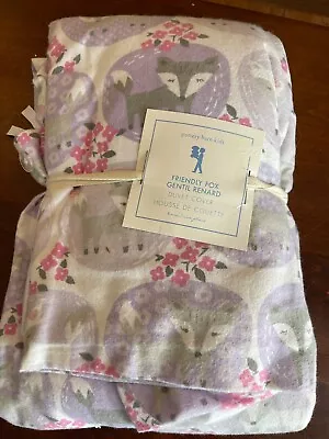 New Pottery Barn Kids Friendly Fox Flannel Girl Twin Duvet Cover Woodland Animal • $49.99